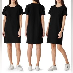 Eileen Fisher Women’s Washable Stretch Jewel Neck T-Shirt Dress in Black Sz XS